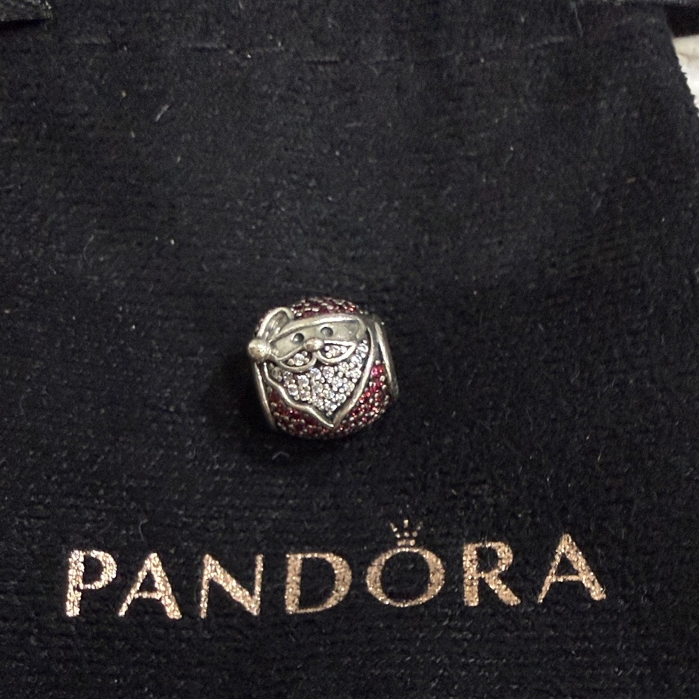 Pandora Silver and Red Santa Charm